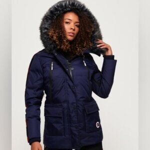 WORN ONCE -SUPERDRY- Canadian Mountain Range Down Parka Jacket - Size 12 Woman